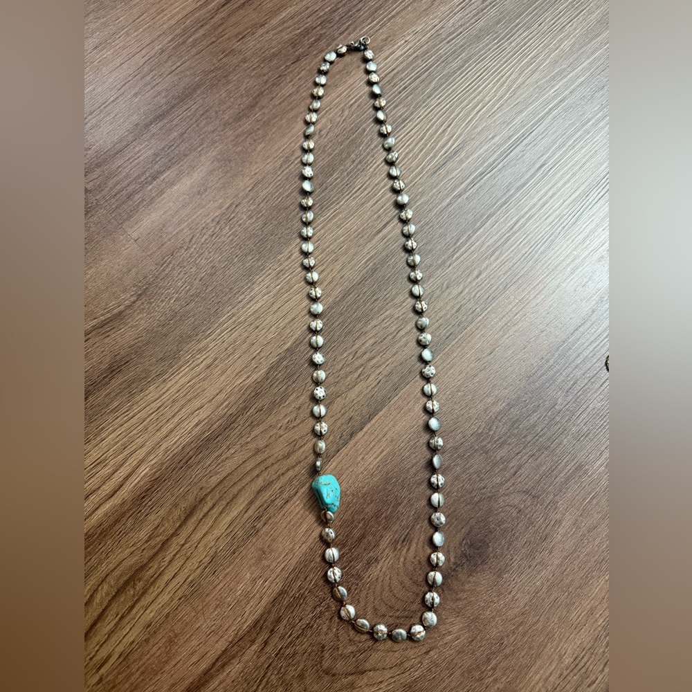 Lucky Brand Silver and Turquoise Beaded Necklace